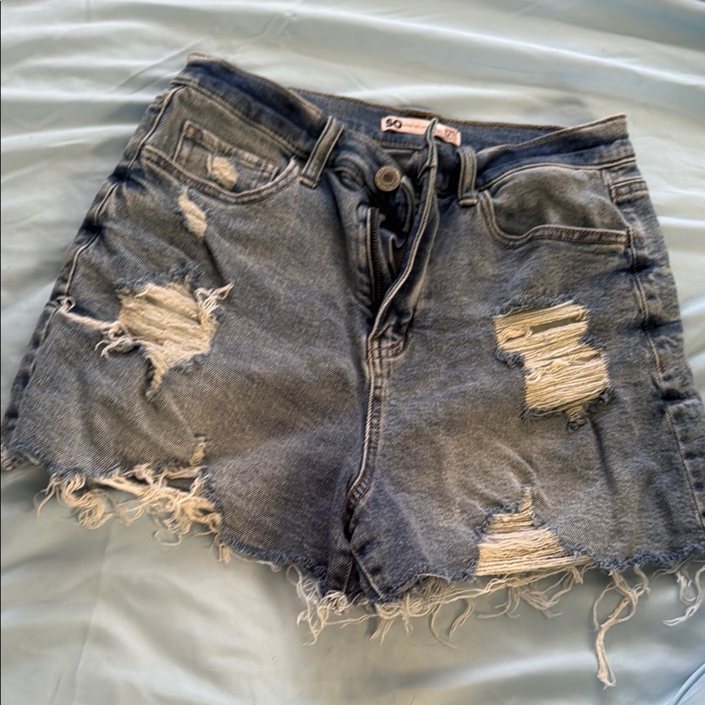 SO Women's Ripped Blue Jean Shorts